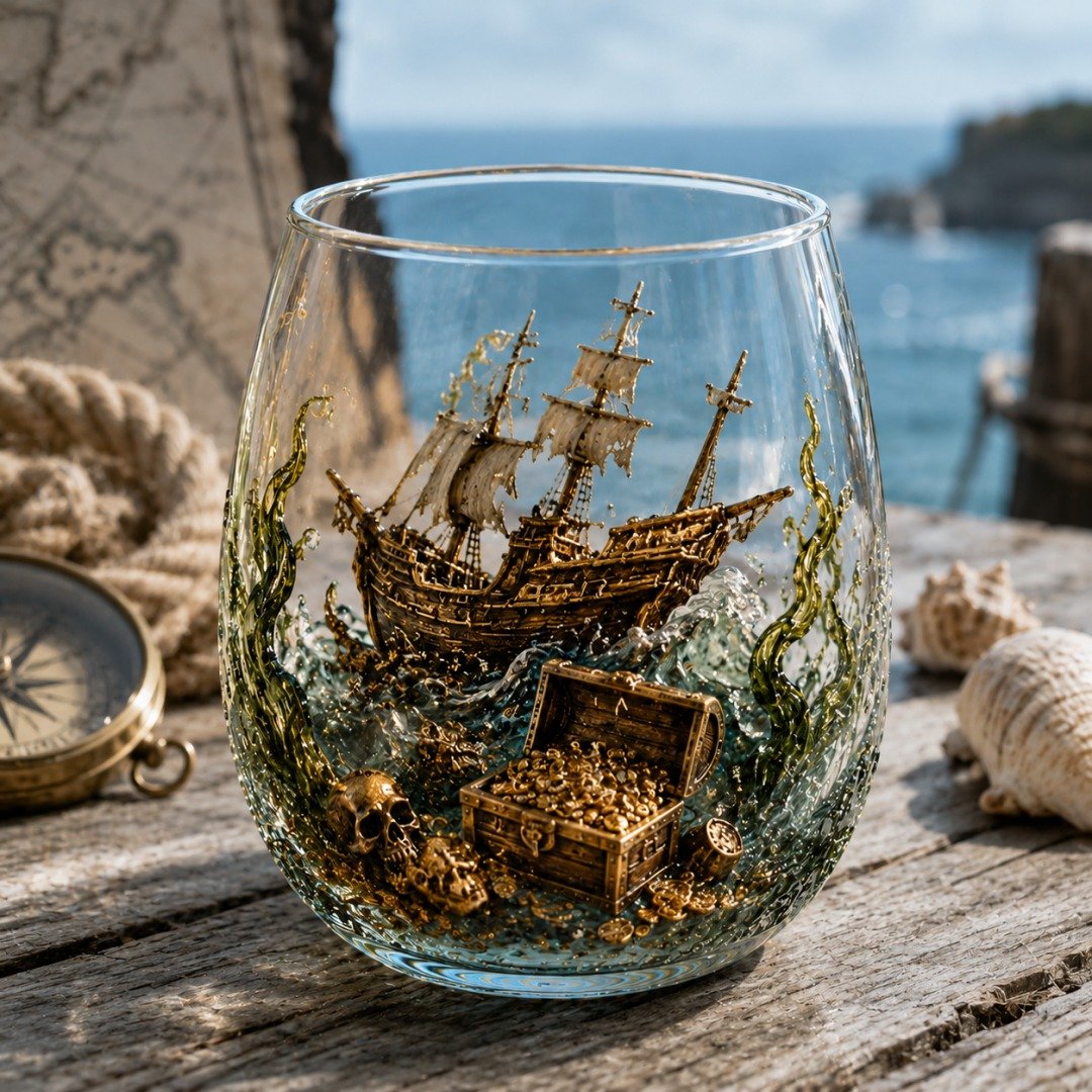 🌊 Release The Kraken Pirate Glass Collection | 7-Piece Legendary Ocean Treasure Crystal Set for Whiskey Lovers & Home Bar Collectors ⚓✨