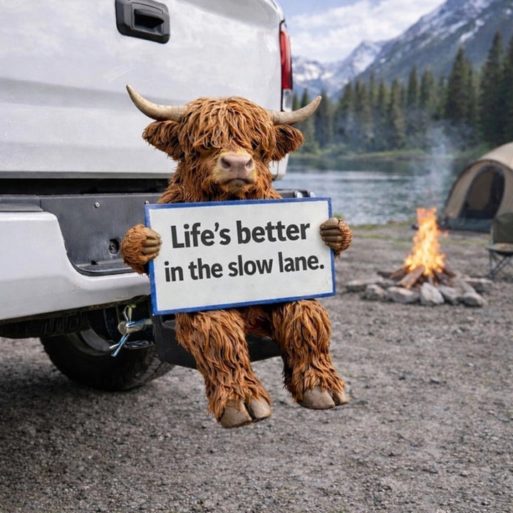 🔥LAST DAY 50% OFF - 🦬 Chill Highland Hitch Buddy – Funny Highland Cow Tow Hitch Cover 🚗Buy 2 Free Shipping