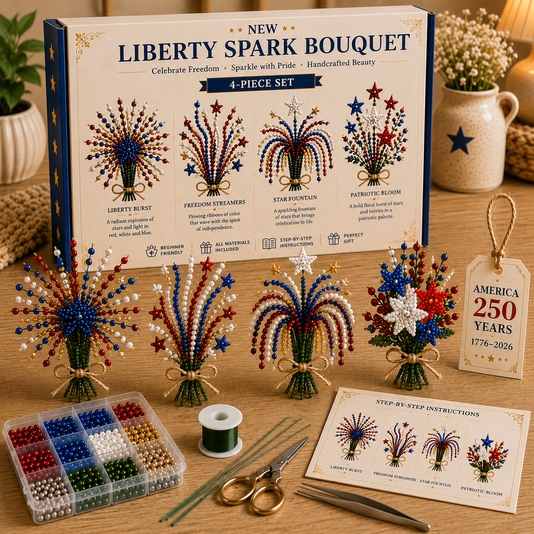 🌸America 250 Beaded Bouquet DIY Kit – Limited Edition Patriotic Craft Collection