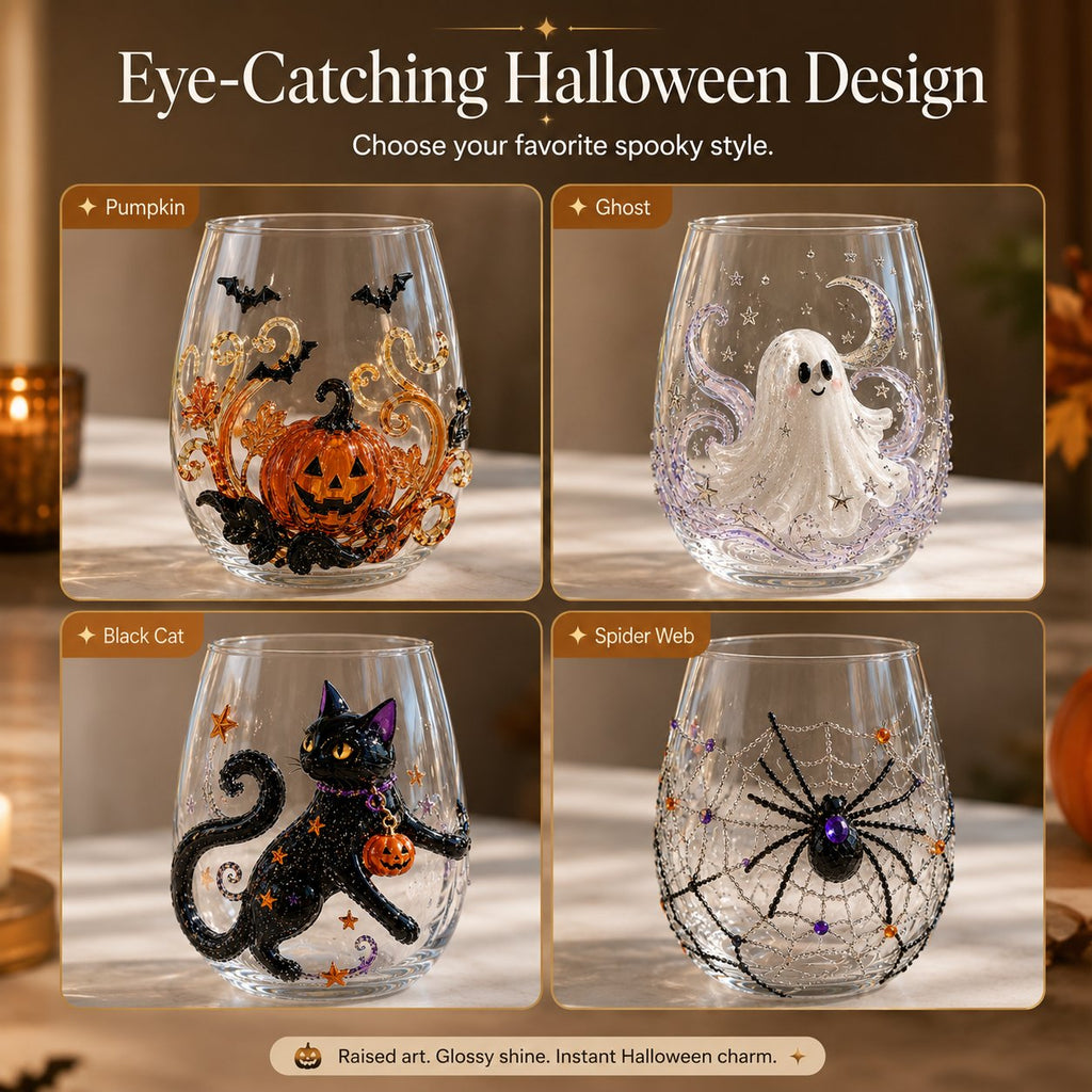 🔥LAST DAY 50% OFF - 🎃 3D Halloween Artisan Glass Cups, Festive Parties & Cozy Fall Home Bar Vibes