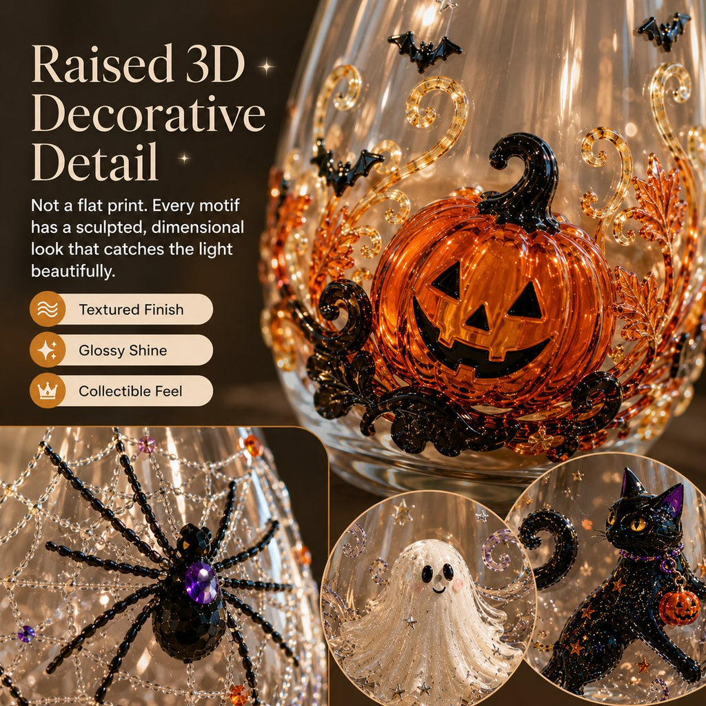 🔥LAST DAY 50% OFF - 🎃 3D Halloween Artisan Glass Cups, Festive Parties & Cozy Fall Home Bar Vibes