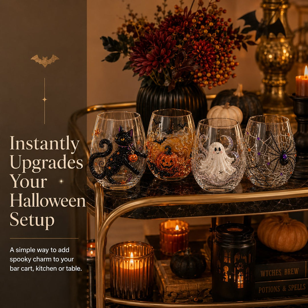 🔥LAST DAY 50% OFF - 🎃 3D Halloween Artisan Glass Cups, Festive Parties & Cozy Fall Home Bar Vibes