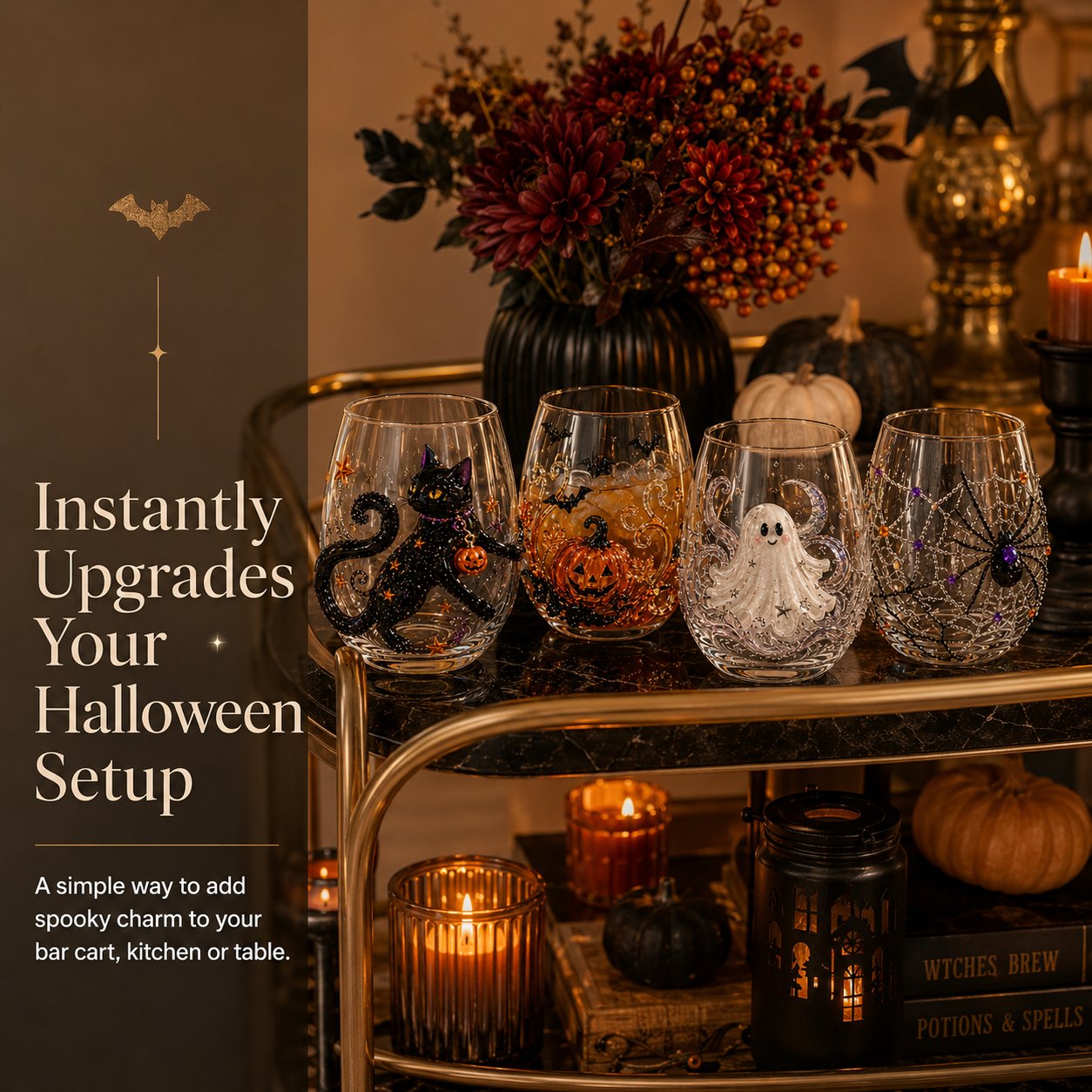 🔥LAST DAY 50% OFF - 🎃 3D Halloween Artisan Glass Cups, Festive Parties & Cozy Fall Home Bar Vibes