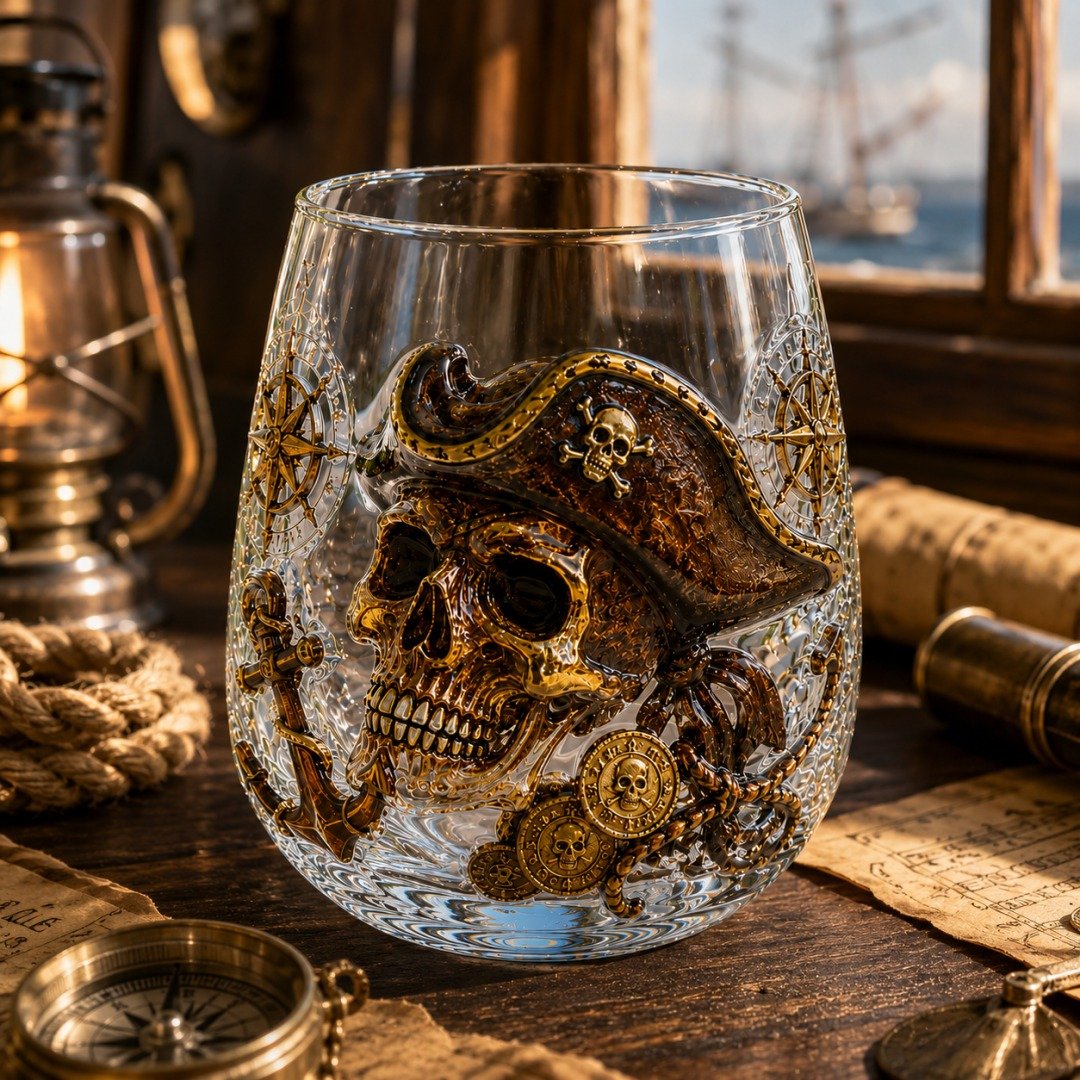 🌊 Release The Kraken Pirate Glass Collection | 7-Piece Legendary Ocean Treasure Crystal Set for Whiskey Lovers & Home Bar Collectors ⚓✨
