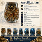 🌊 Release The Kraken Pirate Glass Collection | 7-Piece Legendary Ocean Treasure Crystal Set for Whiskey Lovers & Home Bar Collectors ⚓✨